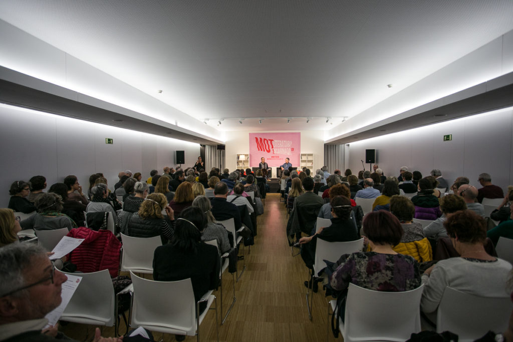 Conversa entre Andreï Makine i Xavier Pla, al MOT 2018. Foto: Martí Albesa.