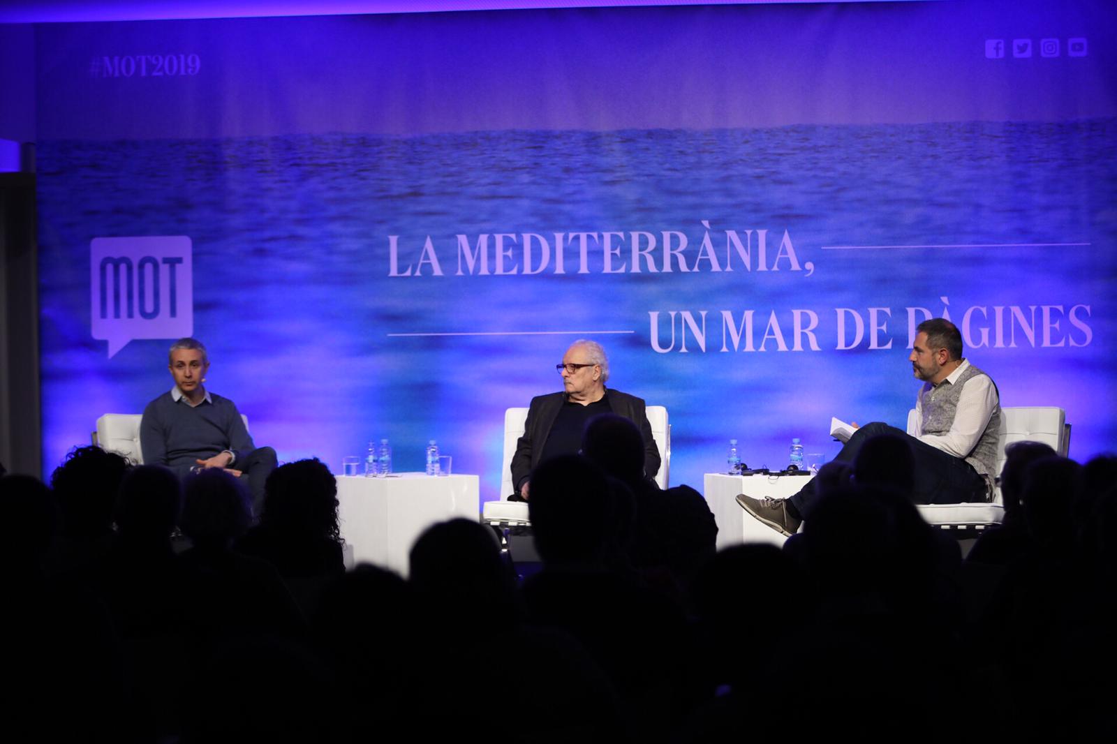 Conversa entre Javier Reverte, Ivan Jablonka i Manuel Forcano. Foto: Martí Albesa.